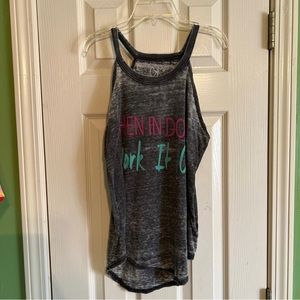 Women's "When in Doubt, Work it Out" Faded Gray Athletic Tank Top Extra Small XS